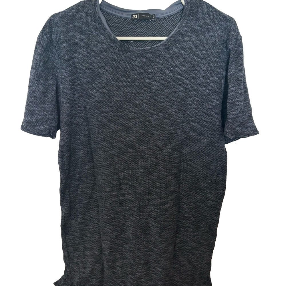 Simons Men's Short Sleeve Heathered Navy Shirt - Picture 1 of 3